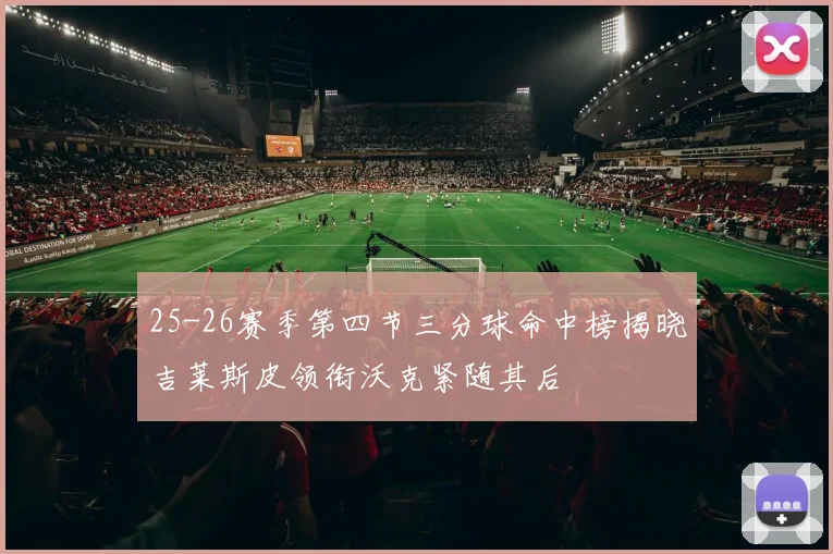 25-26赛季第四节三分球命中榜揭晓吉莱斯皮领衔沃克紧随其后